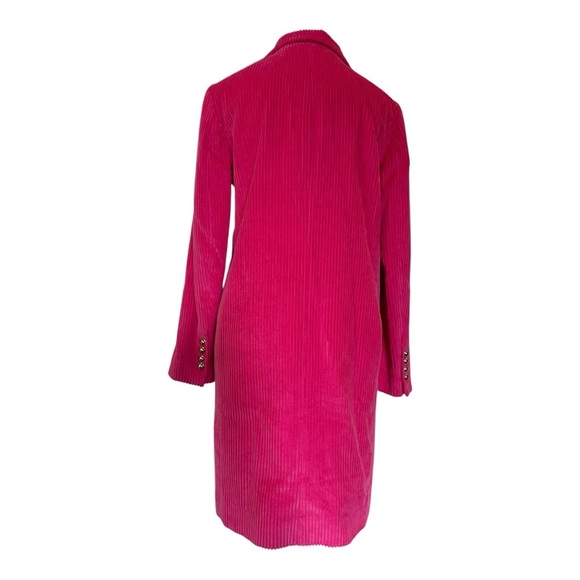 Vilagallo Pink Corduroy Coat Leopard Pocket Detail Ribbed Blazer Jacket 36 US S - Picture 4 of 11